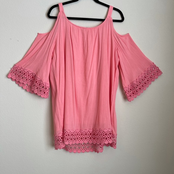 CROWN AND IVY COLD SHOULDER PEACH DRESS SIZE XL - Picture 3 of 5